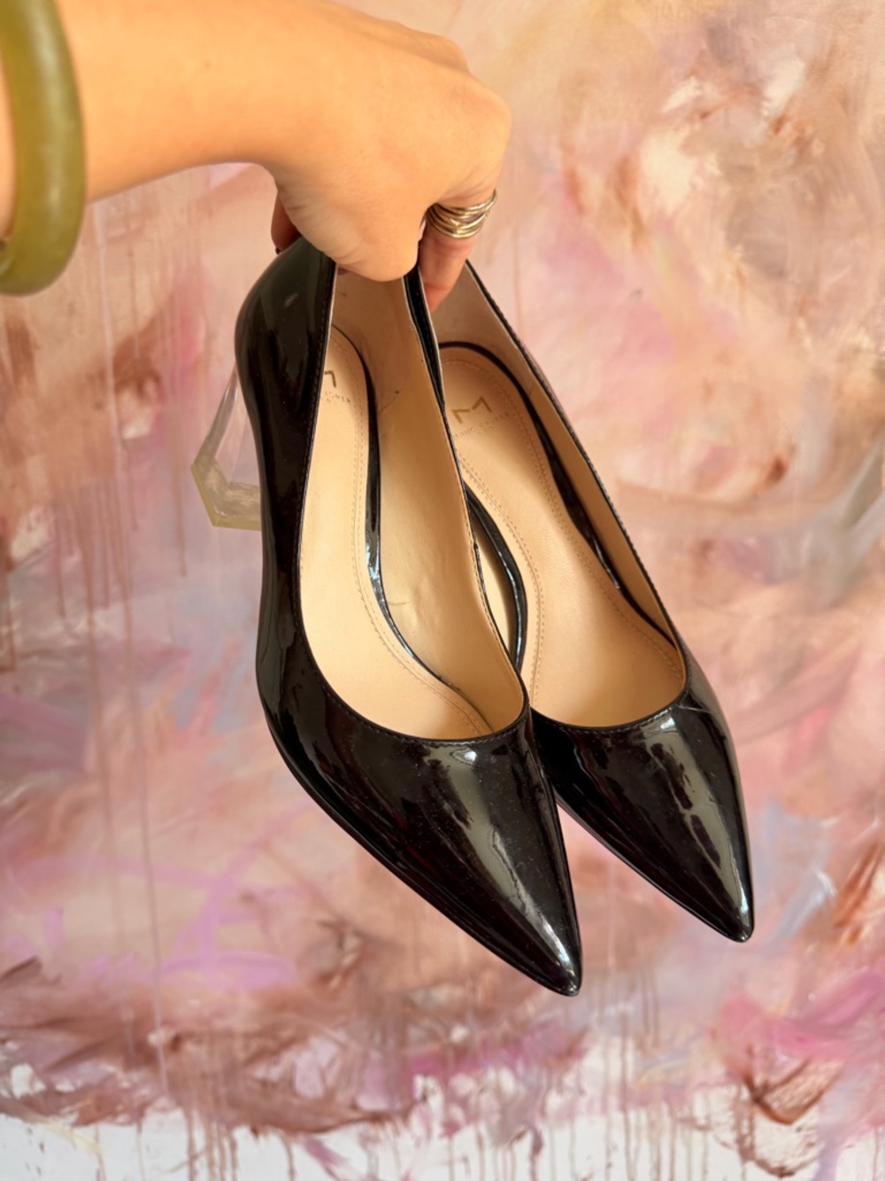 Marc Fisher Patent Pointed-Toe Women's Pumps in Black